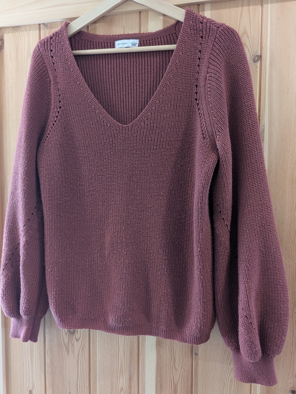 Gentle Fawn V-Neck Balloon Sleeve Sweater - Mauve - Picture 3 of 8